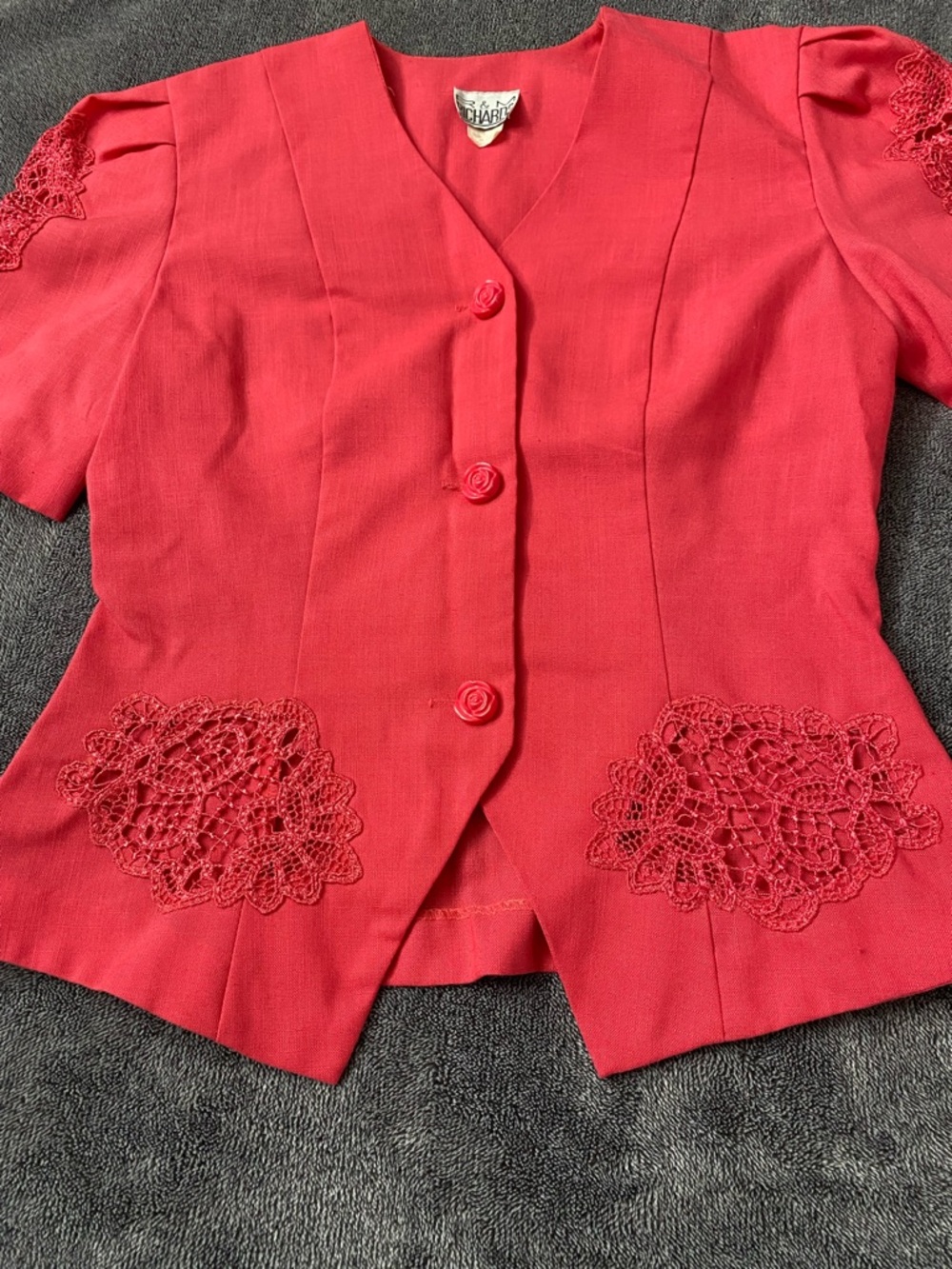Vintage Rose Motif Crochet Lace Blazer – Romantic Southern Belle Style - Picture 4 of 12